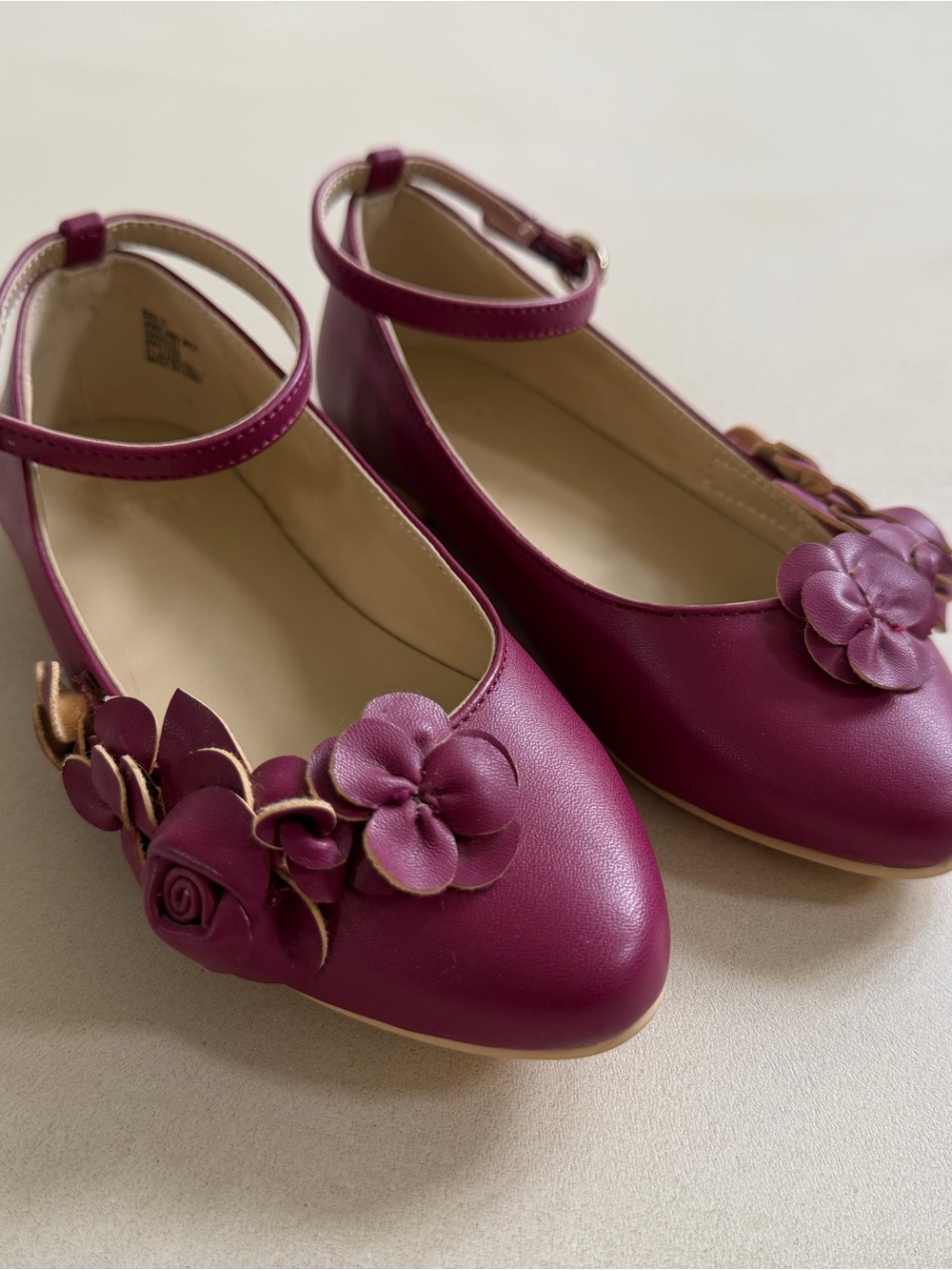 Girls' Floral Accent Ankle-Strap Dress Shoes - Magenta
